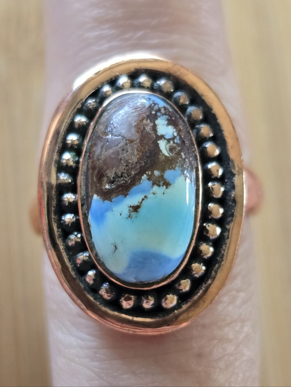 Golden Hills Turquoise Copper Ring, Southwestern